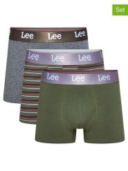 LEE Underwear Bokserki (3 pary) "Becket" w kolorze szaro-oliwkowym rozmiar: L. Brązowe bokserki męskie LEE Underwear, bez wzorów. Za 52.17 zł.