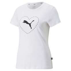 Koszulka treningowa damska Puma Valentine's Day. Białe bluzki damskie Puma, m, bez wzorów, sportowe, bez kołnierzyka, bez ramiączek. Za 203.00 zł.