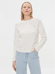 Tommy Hilfiger Sweter WW0WW40345 Écru Relaxed Fit. Swetry klasyczne damskie Tommy Hilfiger, m, z bawełny, bez kołnierzyka. Za 599.99 zł.