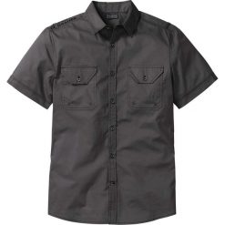 Koszula z krótkim rękawem Slim Fit bonprix antracytowy. Szare koszule męskie bonprix, m, bez wzorów, bez kołnierzyka, bez ramiączek. Za 28.99 zł.