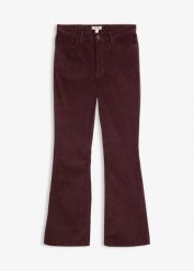 Spodnie sztruksowe z mieszanki bawełny, o kroju bootcut. Fioletowe spodnie materiałowe damskie bonprix, bez wzorów, z bawełny. Za 149.99 zł.