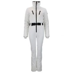 Damski kombinezon narciarski Peak Mountain. Białe kombinezony damskie Peak Mountain, na zimę, bez wzorów, sportowe, bez kołnierzyka, bez ramiączek. W wyprzedaży za 894.50 zł.