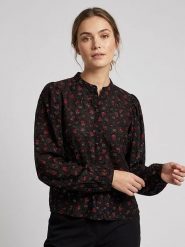 MOSS COPENHAGEN Bluzka "Nancy" w kolorze czarno-czerwonym rozmiar: M. Czarne bluzki damskie MOSS COPENHAGEN, m, bez wzorów, bez kołnierzyka, bez ramiączek. Za 156.24 zł.