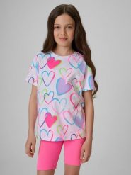 4F T-shirt regular z nadrukiem dziewczęcy - multikolor 158 (12-13 lat). Koszulki dziewczęce 4f, bez wzorów, z bawełny, bez ramiączek. Za 49.99 zł.