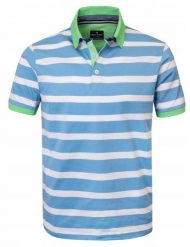 Męska Koszulka Polo - Pako Jeans - Biało-Niebieska w Paski. Niebieskie koszulki polo męskie Pako Jeans, l, bez wzorów, z bawełny, bez ramiączek. Za 129.00 zł.