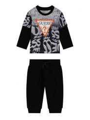 Guess Komplet bluzka i spodnie I6YG01 K3964 Czarny Regular Fit. Czarne spodnie niemowlęce Guess, z aplikacjami, z bawełny. Za 174.99 zł.