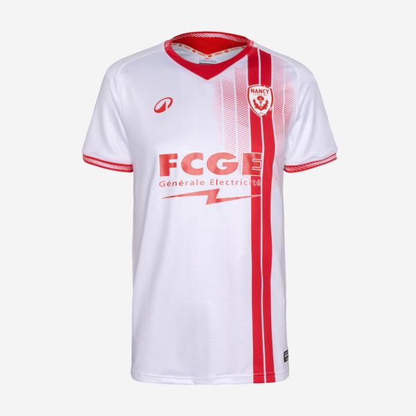 Koszulka piłkarska Kipsta AS Nancy Lorraine 25/26 domowa. Białe t-shirty sportowe męskie KIPSTA, xl, z elastanu, bez ramiączek, do piłki nożnej. Za 319.99 zł.