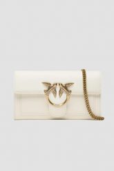 PINKO Biała kopertówka damska Love One Wallet C Vitello. Białe torebki wieczorowe Pinko, bez wzorów, ze skóry, eleganckie, bez kołnierzyka, bez ramiączek. W wyprzedaży za 899.99 zł.