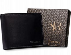 Portfel męski Rovicky [DH] R-RM-11-GCL czarny. Czarne portfele męskie ROVICKY, bez wzorów, ze skóry. Za 57.99 zł.