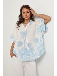 Lin Passion Koszula w kolorze błękitno-kremowym rozmiar: 38/40. Brązowe koszule damskie Lin Passion, bez wzorów, klasyczne, bez kołnierzyka, bez ramiączek. Za 113.99 zł.