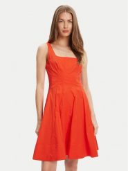 STAUD Sukienka codzienna Mini Wells R25S2249PO Pomarańczowy Slim Fit. Brązowe sukienki damskie STAUD, na co dzień, s, bez wzorów, z bawełny, bez kołnierzyka, bez ramiączek, mini, proste. Za 689.99 zł.