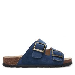 Klapki Panto Fino. Niebieskie klapki damskie Panto Fino, bez wzorów, bez obcasa. Za 169.99 zł.
