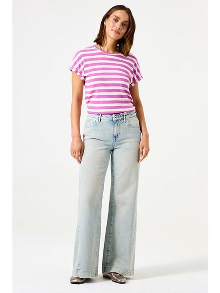 Garcia Koszulka w kolorze biało-różowym rozmiar: M. Białe bluzki damskie Garcia, m, bez wzorów, bez kołnierzyka. Za 69.42 zł.