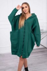Bluza ocieplana oversize ciemno zielona. Zielone bluzy z kapturem damskie KESI, l, z bawełny. Za 334.56 zł.