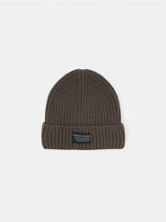 Prążkowana czapka beanie - zielony. Zielone czapki męskie Sinsay, bez wzorów, prążkowane. Za 15.99 zł.
