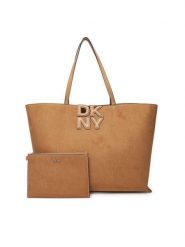 DKNY Torebka R52AMJ38 Brązowy. Brązowe torebki klasyczne damskie DKNY, bez wzorów, ze skóry, bez dodatków. Za 489.99 zł.