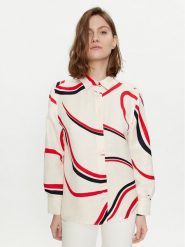 Tommy Hilfiger Koszula WW0WW41838 Beżowy Relaxed Fit. Brązowe koszule damskie Tommy Hilfiger, bez wzorów, z wiskozy, bez kołnierzyka, bez ramiączek. Za 449.99 zł.