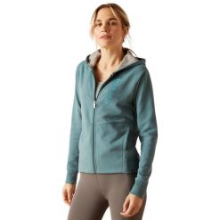 Bluza damska z kapturem Ariat Team Logo. Niebieskie bluzy z kapturem damskie Ariat, z bawełny. Za 390.50 zł.