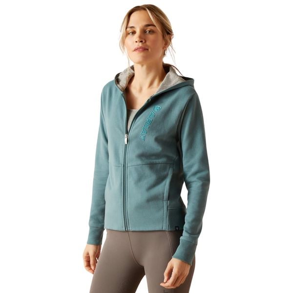 Bluza damska z kapturem Ariat Team Logo. Niebieskie bluzy z kapturem damskie Ariat, z bawełny. Za 390.50 zł.