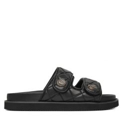 Klapki Badura. Czarne klapki damskie Badura, bez wzorów, bez obcasa. Za 229.99 zł.