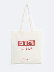 Torba bawełniana unisex ToruŅ 102. Białe torebki klasyczne damskie Big Star, z aplikacjami, z bawełny, z nadrukiem, bez dodatków. Za 4.99 zł.
