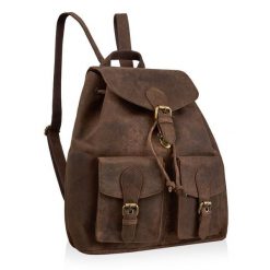 Plecak z nubuku HUNTER brazowy. Brązowe plecaki męskie bez wzorów, z nubiku. Za 330.87 zł.