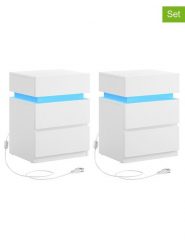 SONGMICS Stoliki nocne (2 szt.) w kolorze białym - 40 x 55 x 35 cm rozmiar: onesize. Białe koszule nocne damskie Songmics, bez wzorów, z materiału. Za 291.51 zł.