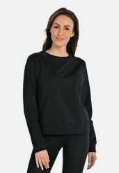 Bawełniana bluza damska z okrągłym dekoltem Teyli Ellis. Czarne bluzy sportowe damskie Teyli, l, bez wzorów, z bawełny, bez ramiączek, długie, bez kaptura. Za 229.99 zł.