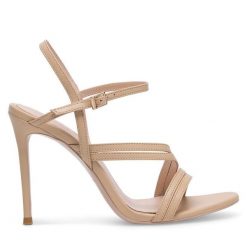 Sandały Eva Minge. Brązowe sandały damskie Eva Minge, bez wzorów, bez obcasa, na szpilce. Za 279.99 zł.