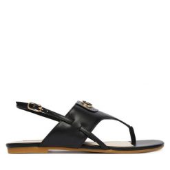 Sandały Liu Jo. Czarne sandały damskie Liu Jo, bez wzorów, bez obcasa, na płaskiej podeszwie. Za 469.99 zł.