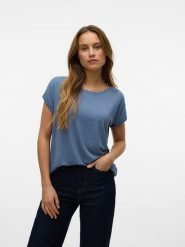 Vero Moda Koszulka w kolorze niebieskoszarym rozmiar: XS. Niebieskie bluzki damskie Vero Moda, xs, bez wzorów, bez kołnierzyka. Za 60.99 zł.