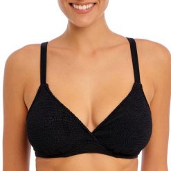 Damski biustonosz plunge na fiszbinach Freya Ibiza Waves. Czarne biustonosze sportowe damskie FREYA, bez wzorów. Za 280.50 zł.