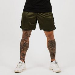 Szorty męskie fitness regular zielone Vertical. Zielone szorty sportowe męskie GYMBEAM, l, z materiału, na fitness i siłownię. Za 54.90 zł.