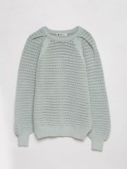 Sweter damski o ażurowym splocie błękitny Funia 400. Niebieskie swetry klasyczne damskie Big Star, na wiosnę, l, z jeansu, bez kołnierzyka. W wyprzedaży za 139.99 zł.