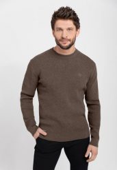 Brązowy sweter S-HERO. Brązowe swetry męskie Volcano, m, bez wzorów, z dzianiny, bez kołnierzyka. Za 159.99 zł.