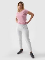 4F Spodnie dresowe joggery damskie - szare L. Szare spodnie dresowe damskie 4f, l, bez wzorów, z bawełny. W wyprzedaży za 79.99 zł.