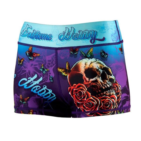 Spodenki sportowe damskie do jogi fitnessu EXTREME HOBBY SKULL 2. Niebieskie spodenki sportowe damskie EXTREME HOBBY, l, z dzianiny, do biegania. Za 159.00 zł.