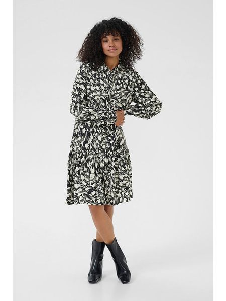 Kaffe Sukienka w kolorze czarno-kremowym rozmiar: 46. Brązowe sukienki damskie Kaffe, na co dzień, s, bez wzorów, z wiskozy, klasyczne, bez kołnierzyka, bez ramiączek, midi, proste. Za 152.99 zł.