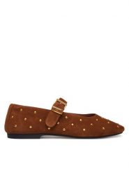 Tommy Hilfiger Baleriny Th Buckle Suede Stud Ballerina FW0FW09666 Brązowy. Brązowe baleriny damskie Tommy Hilfiger, bez wzorów, ze skóry, bez obcasa. Za 569.99 zł.