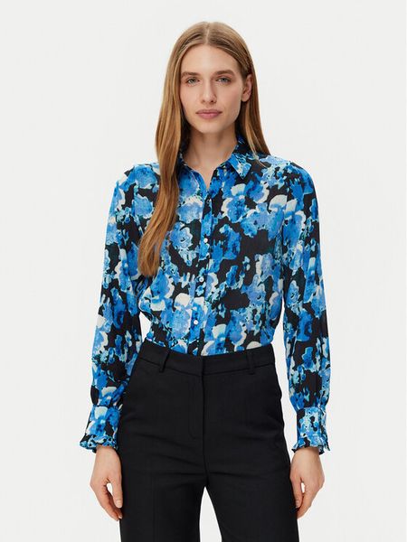 Morgan Koszula 251-CAMIE.F Niebieski Regular Fit. Niebieskie koszule damskie Morgan, bez wzorów, z syntetyku, bez kołnierzyka, bez ramiączek. Za 169.99 zł.