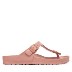 Japonki Birkenstock. Czerwone klapki damskie Birkenstock, bez wzorów, bez obcasa. Za 209.99 zł.
