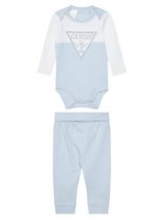 Guess Komplet body i spodnie H5YW08 J1314 Niebieski Regular Fit. Niebieskie spodnie niemowlęce Guess, z aplikacjami, z bawełny. Za 129.99 zł.