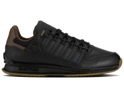 Sneakersy męskie K-Swiss Rinzler GT buty sportowe skórzane czarne (08907-097-M). Czarne buty sportowe na co dzień męskie K-Swiss, bez zapięcia, na fitness i siłownię. Za 279.00 zł.