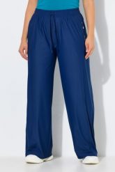 Damskie Funkcyjne spodnie treningowe szerokie nogawki elastyczny pas. Niebieskie spodnie sportowe damskie Ulla Popken, plus size, z elastanu, trekkingowe. Za 223.99 zł.
