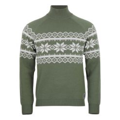 Sweter z wysokim dekoltem Peak Mountain Clyde. Zielone swetry męskie Peak Mountain, bez wzorów, bez kołnierzyka. W wyprzedaży za 286.50 zł.