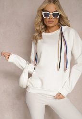 Biała Bawełniana Bluza z Sznurkami i Kapturem Tyche. Białe bluzy z kapturem damskie Renee, z bawełny. Za 89.99 zł.