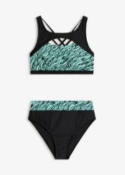 Bikini bustier z wycięciami (2 części). Zielone bikini damskie bonprix, bez wzorów. Za 59.99 zł.