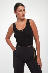 Top damski prążkowany z jedwabiem ELISABETTA FRANCHI. Topy damskie Elisabetta Franchi, bez wzorów, prążkowane, bez kołnierzyka. Za 1,259.00 zł.