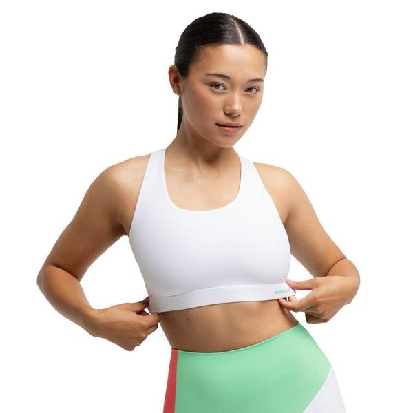 Damski stanik sportowy do gry w padla sport.padel Siroko Krona White. Białe biustonosze sportowe damskie SIROKO, bez wzorów, z nylonu. Za 211.00 zł.