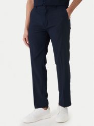 Calvin Klein Spodnie materiałowe LV04LF609G Granatowy Straight Fit. Niebieskie spodnie materiałowe męskie CALVIN KLEIN, bez wzorów, z materiału. Za 369.99 zł.